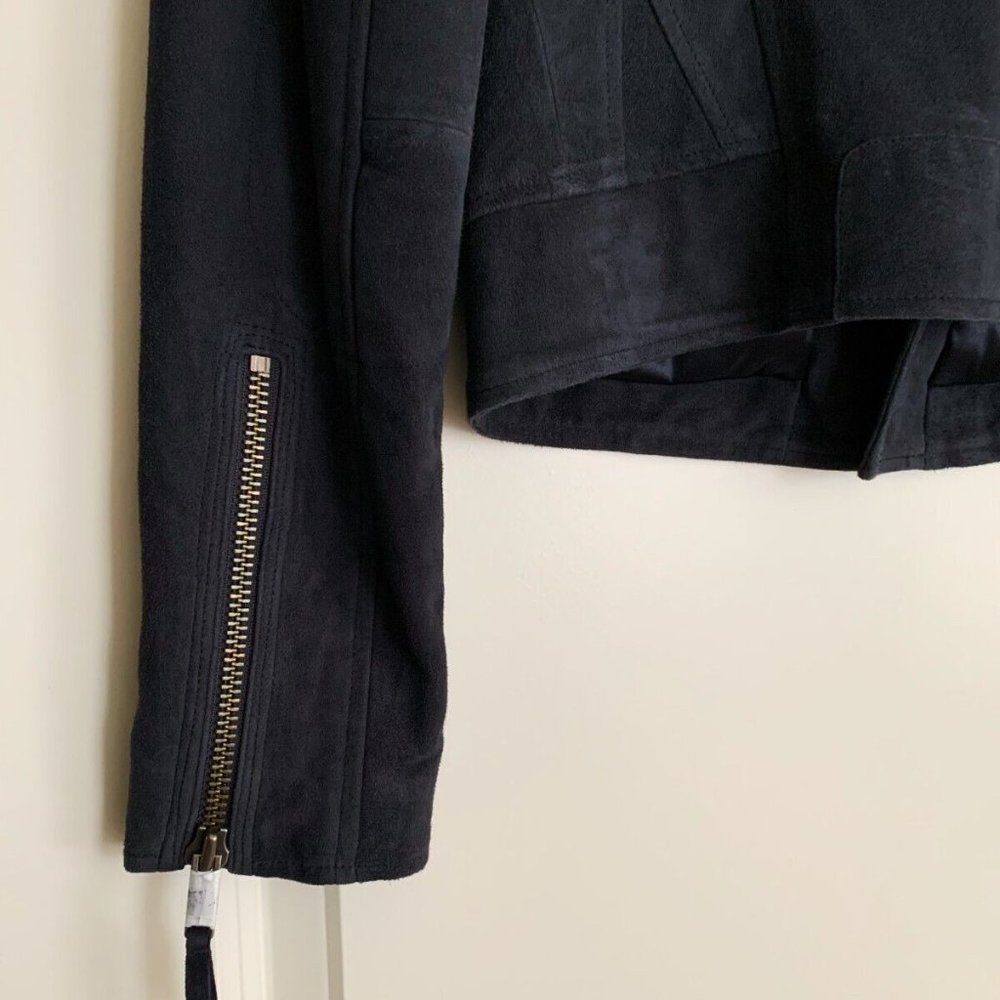 Women's NWT Joie Ailey Leather Suede Moto Jacket in Dark Navy - Picture 4 of 7